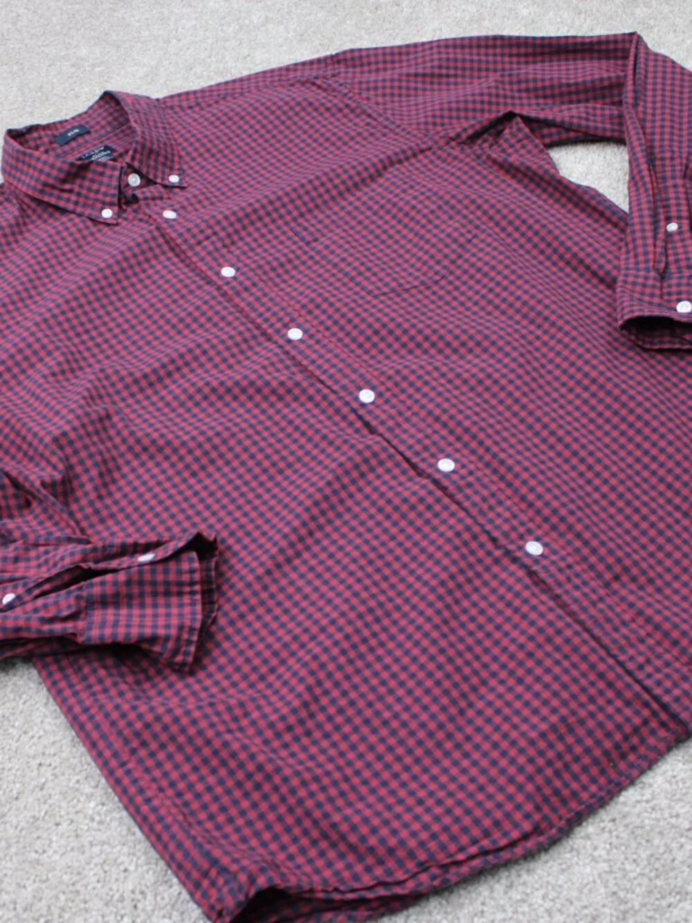 J. Crew Shirt Men 2XL XXL Blue/Red Plaid Flex Washed Slim Fit Long Sleeve Cotton